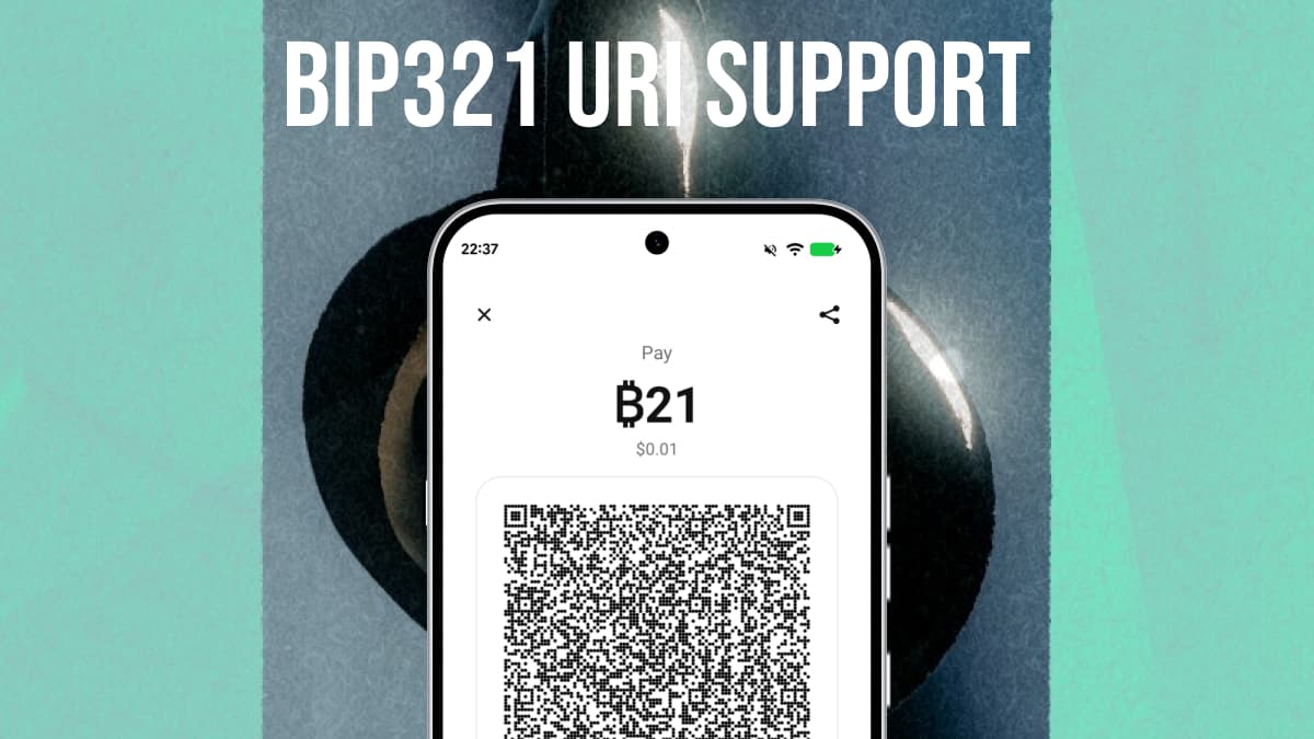 BIP321 URI support — Numo payment screen with a unified QR code