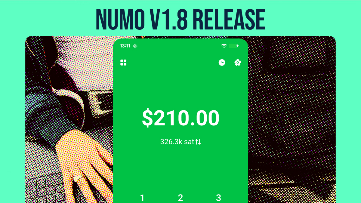 Numo v1.8 release artwork showing the point-of-sale keypad